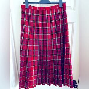 Vintage Pendleton Skirt Wool Pleated Plaid Red Black School Girl  Midi 14